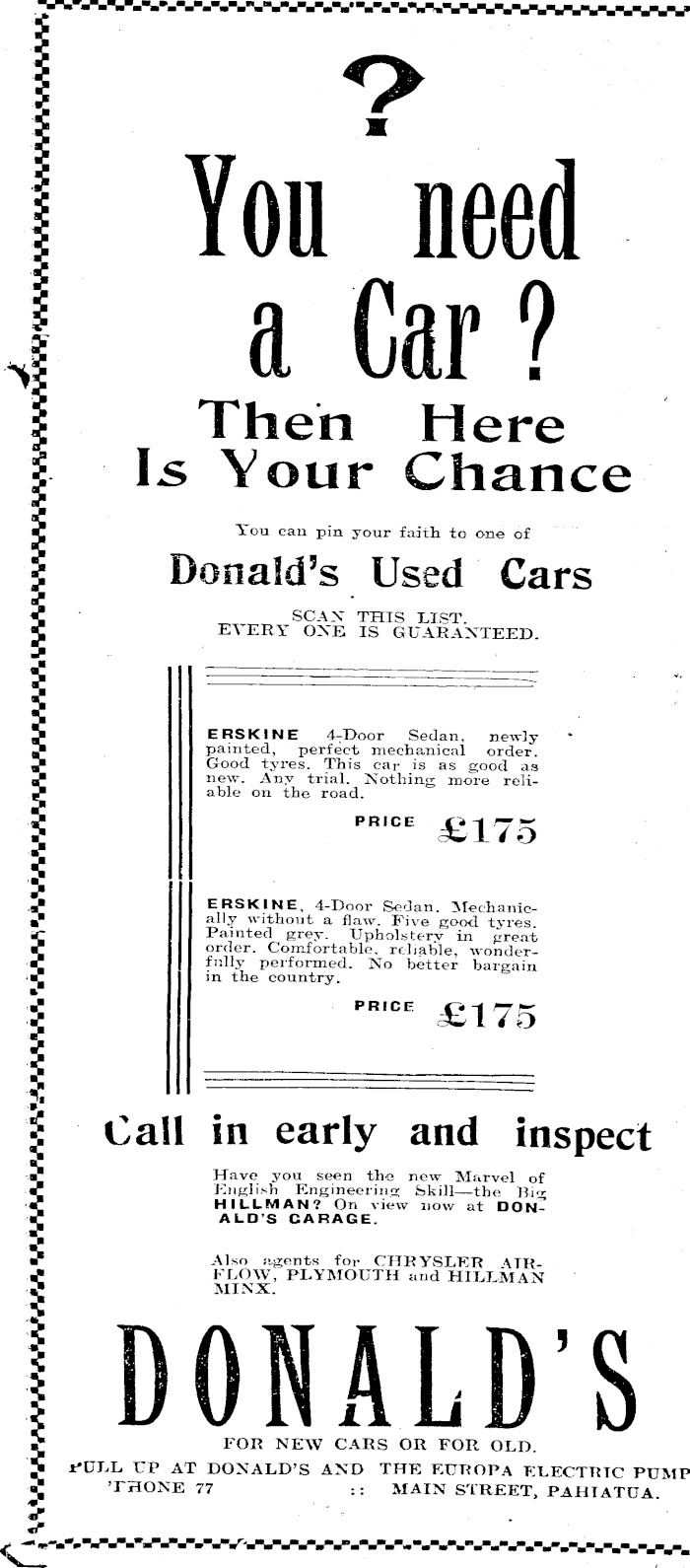 Papers Past Newspapers Pahiatua Herald 3 November 1934 Page 7 Advertisements Column 1