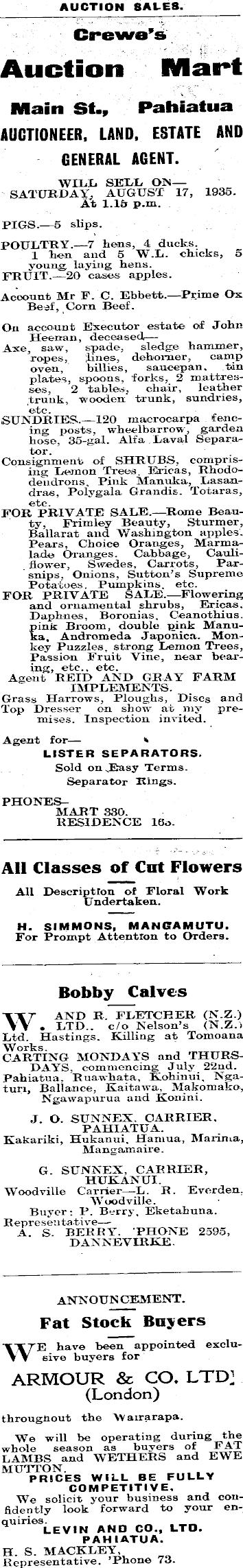 Papers Past Newspapers Pahiatua Herald 15 August 1935 Page 8 Advertisements Column 1