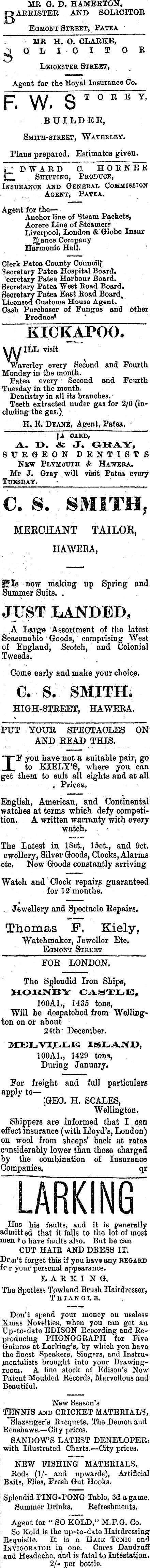 Papers Past Newspapers Patea Mail 9 January 1903 Page 2 Advertisements Column 2