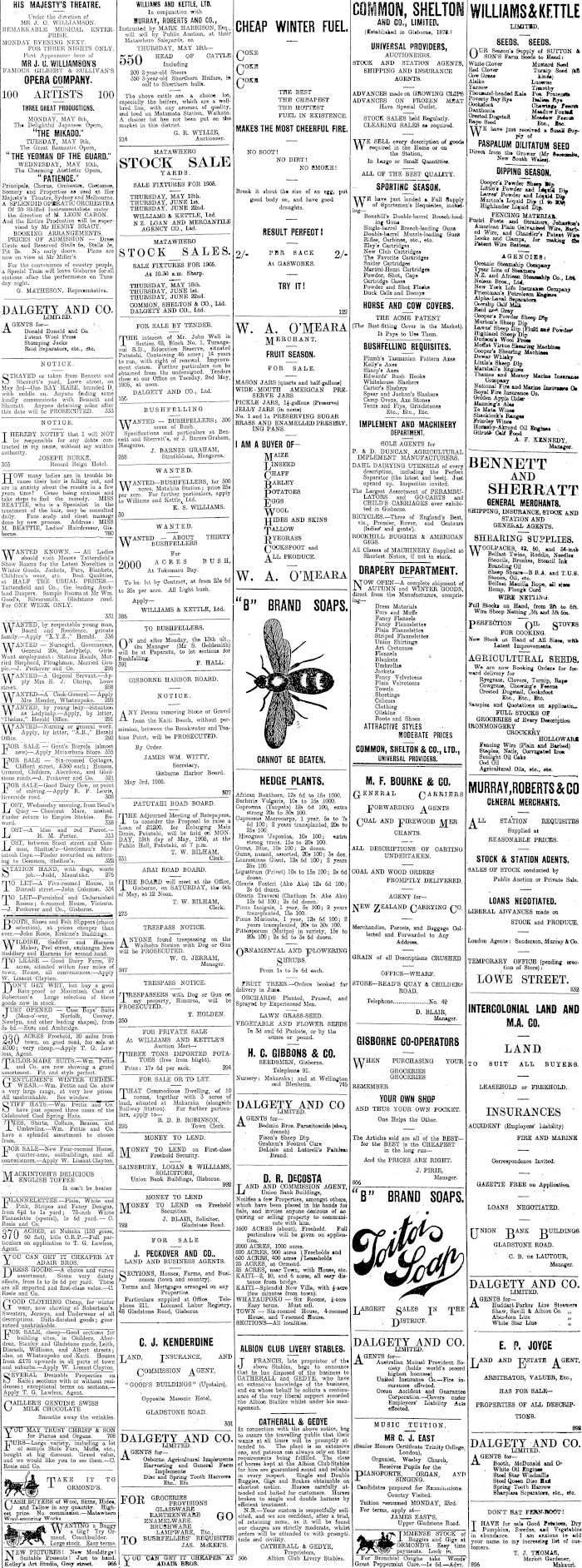 Papers Past Newspapers Poverty Bay Herald 4 May 1905 Page 3 Advertisements Column 2