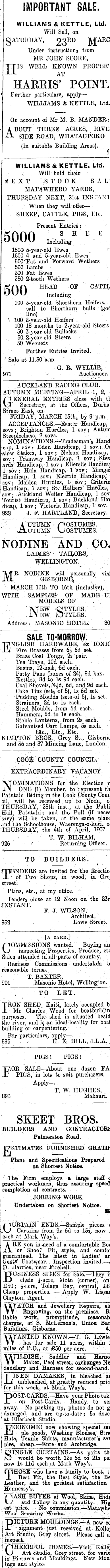 Papers Past Newspapers Poverty Bay Herald 15 March 1907 Page 3 Advertisements Column 4