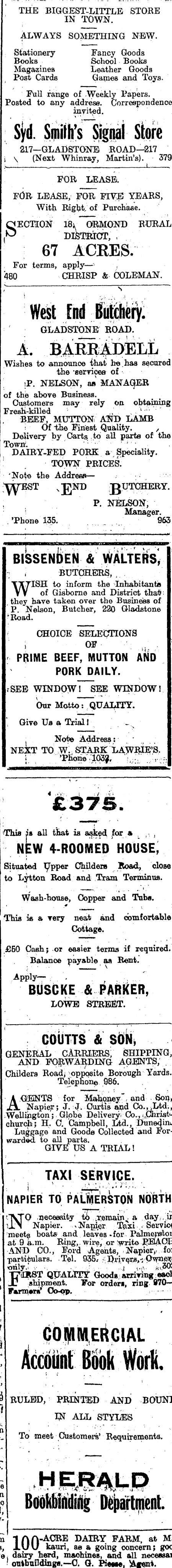 Papers Past Newspapers Poverty Bay Herald 6 August 1919 Page 4 Advertisements Column 2