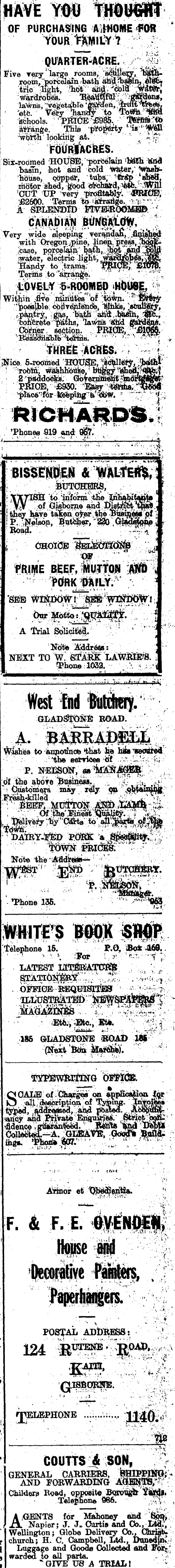Papers Past Newspapers Poverty Bay Herald 25 August 1919 Page 4 Advertisements Column 3