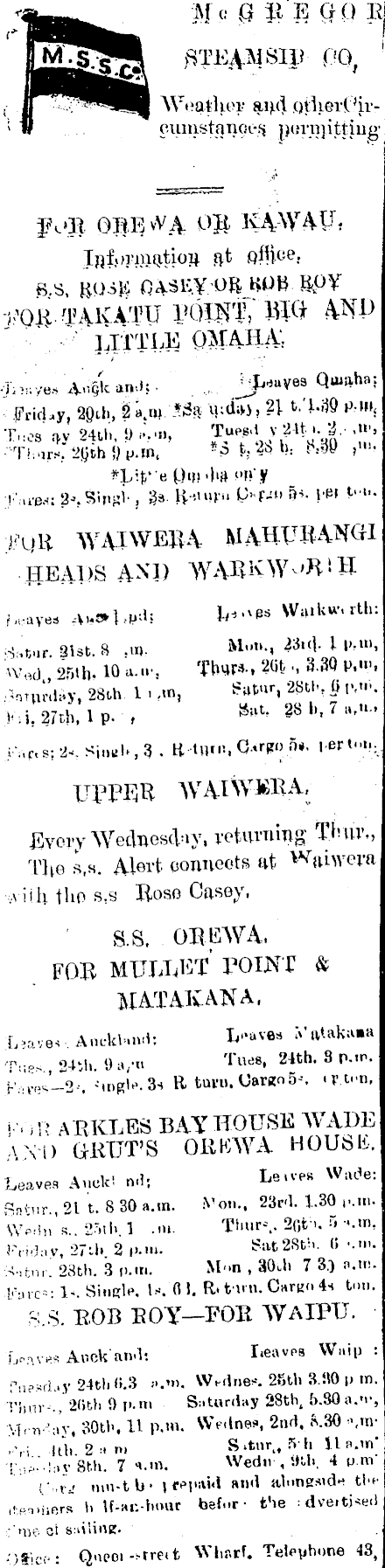 Papers Past Newspapers Rodney And Otamatea Times Waitemata And Kaipara Gazette September 1901 Page 2 Advertisements Column 1