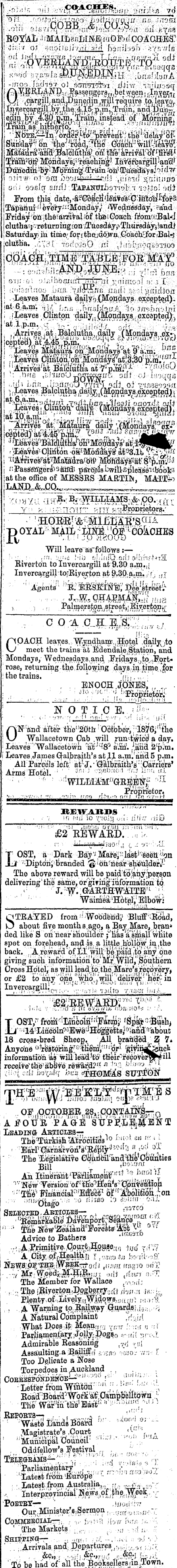 Papers Past Newspapers Southland Times 1 November 1876 Page 4 Advertisements Column 7