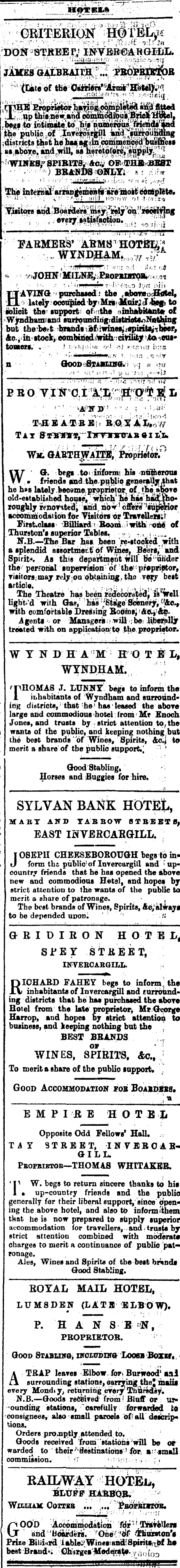 Papers Past Newspapers Southland Times 4 July 1878 Page 4 Advertisements Column 6