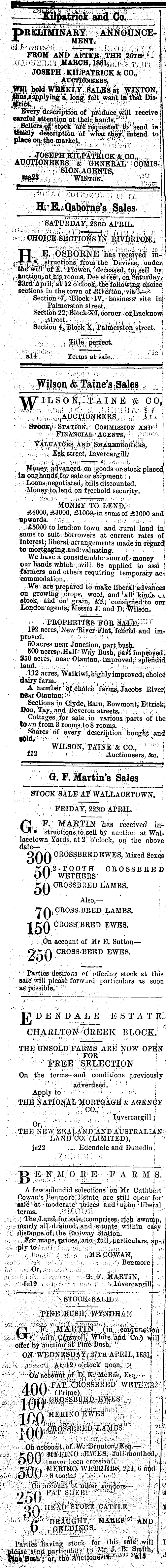 Papers Past Newspapers Southland Times April 11 Page 4 Advertisements Column 1