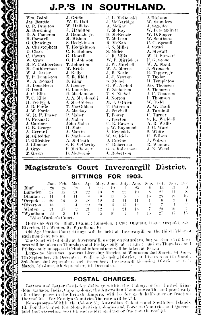 Papers Past Newspapers Southland Times 1 July 1903 Page 1 Advertisements Column 1