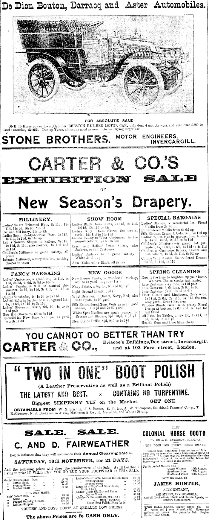 Papers Past Newspapers Southland Times 23 November 1906 Page 1 Advertisements Column 5