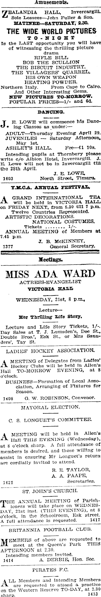 Papers Past Newspapers Southland Times 21 April 1909 Page 6 Advertisements Column 3