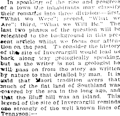 Papers Past | Newspapers | Southland Times | 12 November 1912 | Titbits  About Early Invercargill.