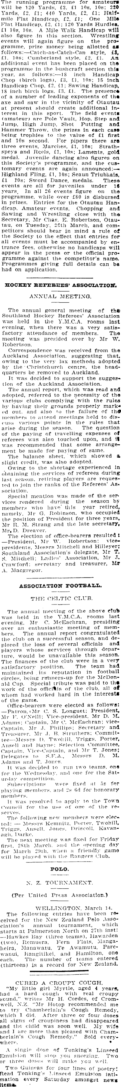 Papers Past, Newspapers, Southland Times, 15 March 1913