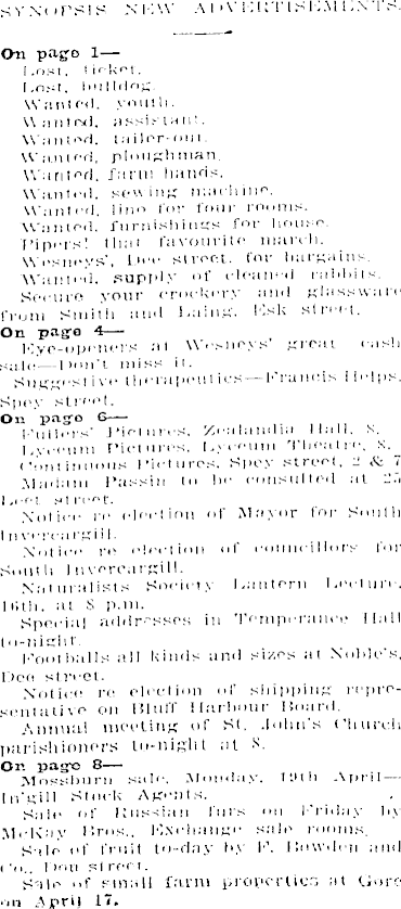 Papers Past Newspapers Southland Times 13 April 1915 Current Topics