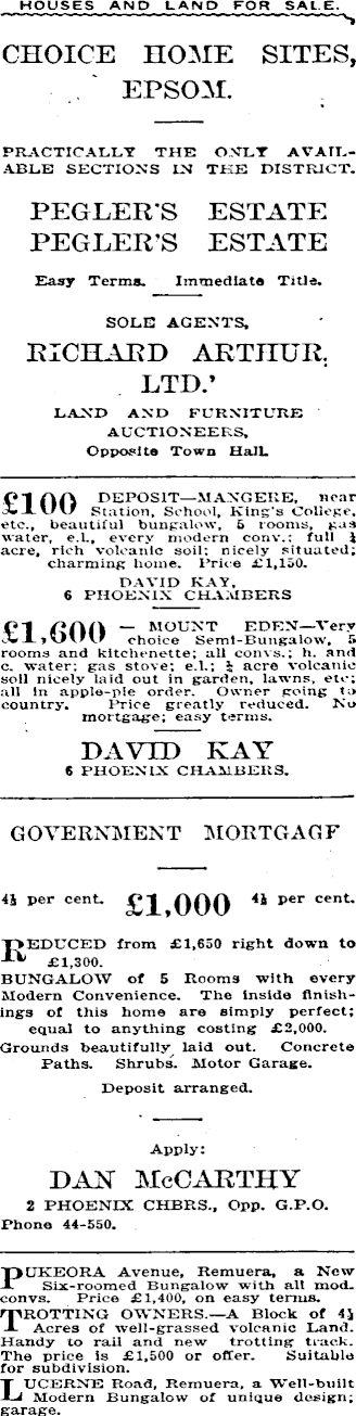 Papers Past Newspapers Sun Auckland 4 May 1927 Page 3 Advertisements Column 6