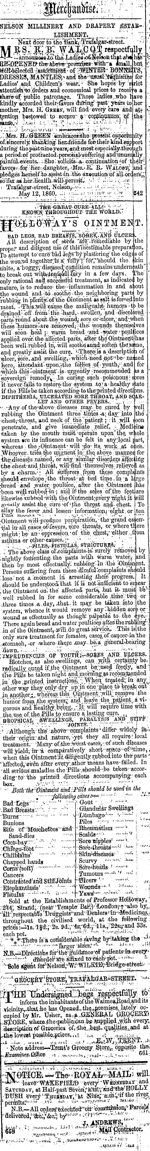 Papers Past Newspapers Colonist 3 July 1860 Page 1 Advertisements Column 5