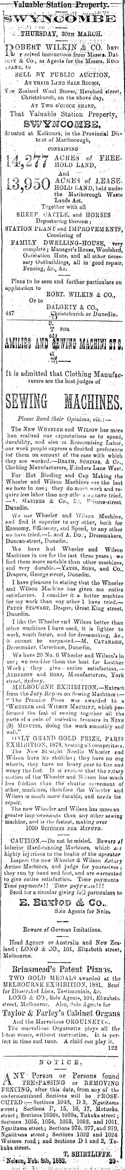 Papers Past Newspapers Colonist 2 March 1882 Page 4 Advertisements Column 4