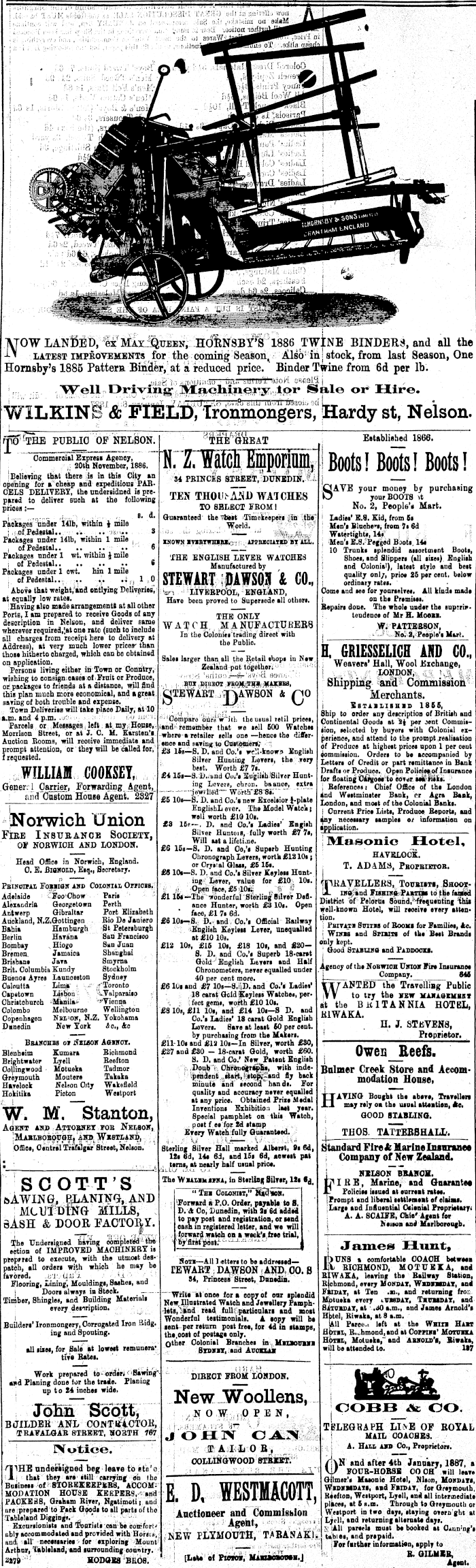 Papers Past Newspapers Colonist 27 January 17 Page 1 Advertisements Column 2