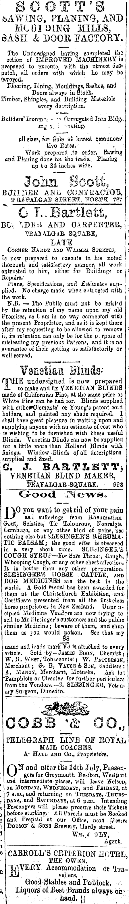 Papers Past Newspapers Colonist 14 November 17 Page 1 Advertisements Column 2