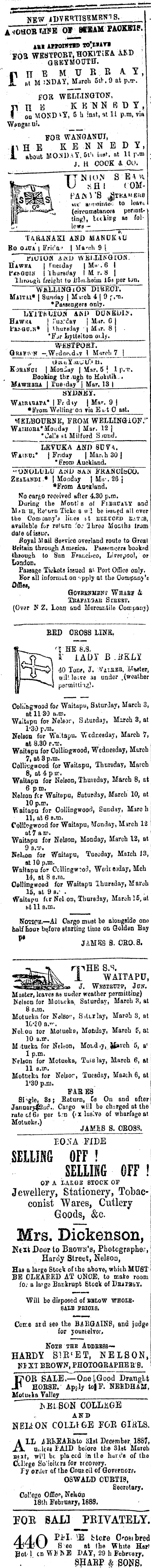 Papers Past Newspapers Colonist 3 March 18 Page 2 Advertisements Column 1