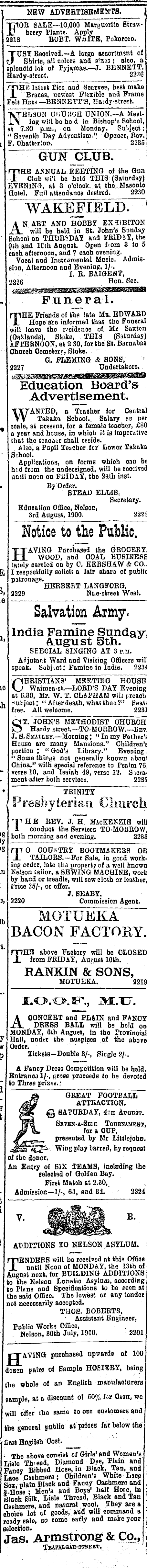 Papers Past Newspapers Colonist 4 August 1900 Page 2 Advertisements Column 2