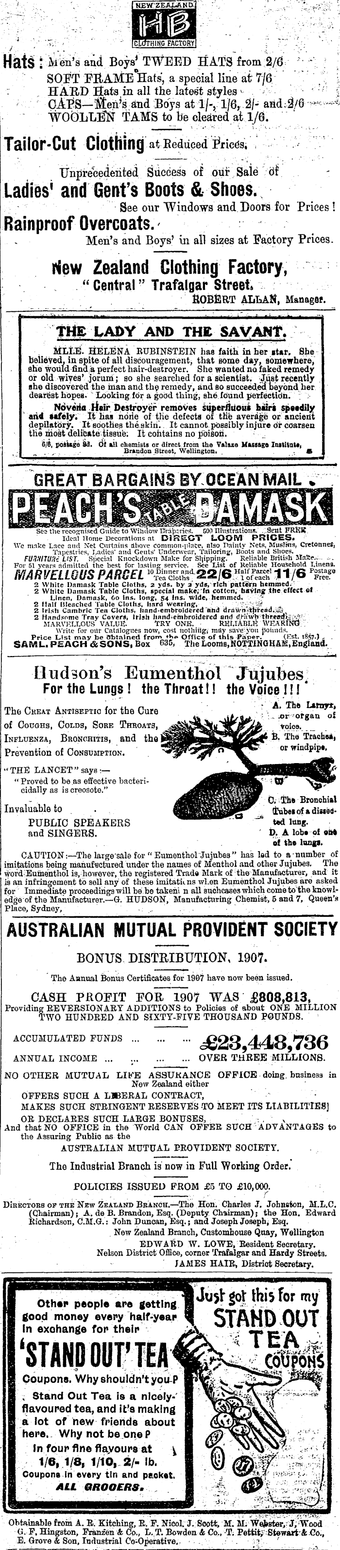 Papers Past Newspapers Colonist 18 July 1908 Page 4 Advertisements Column 5