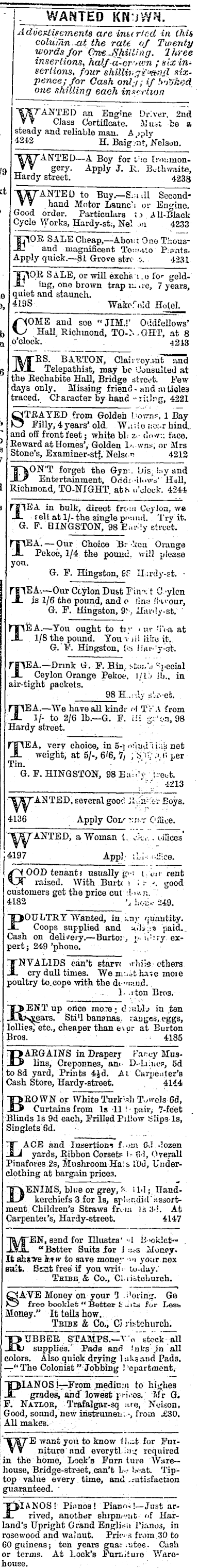 Papers Past Newspapers Colonist 21 October 1908 Page 3 Advertisements Column 8