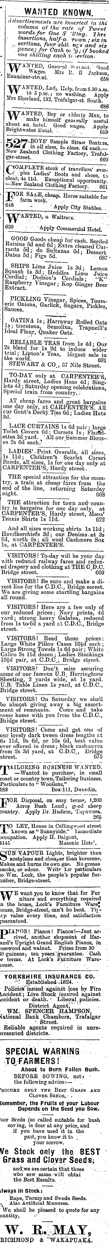 Papers Past Newspapers Colonist 6 March 1909 Page 3 Advertisements Column 7