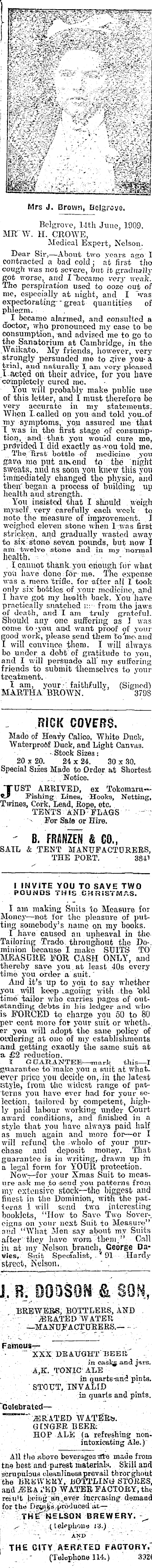 Papers Past Newspapers Colonist 17 December 1909 Page 1 Advertisements Column 4