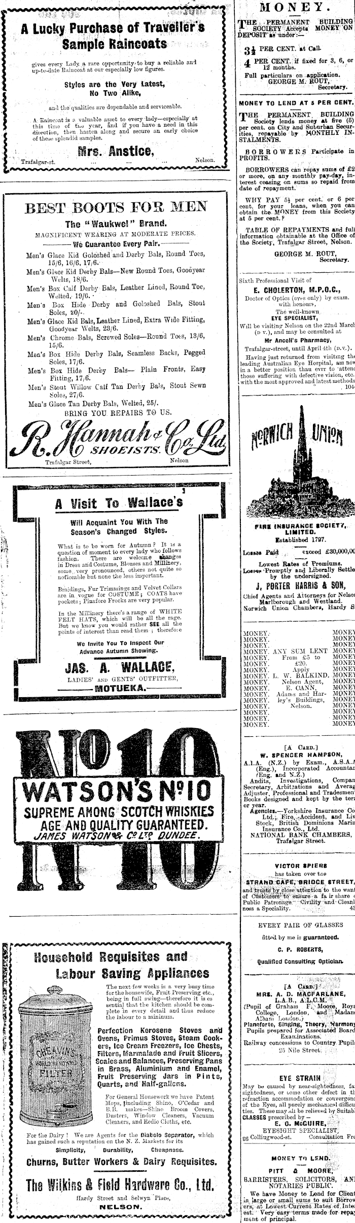 Papers Past Newspapers Colonist 21 March 1916 Page 4 Advertisements Column 1