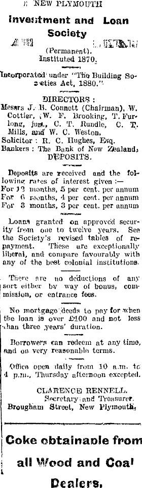 Papers Past Newspapers Taranaki Daily News 31 October 1905 Page 1 Advertisements Column 6
