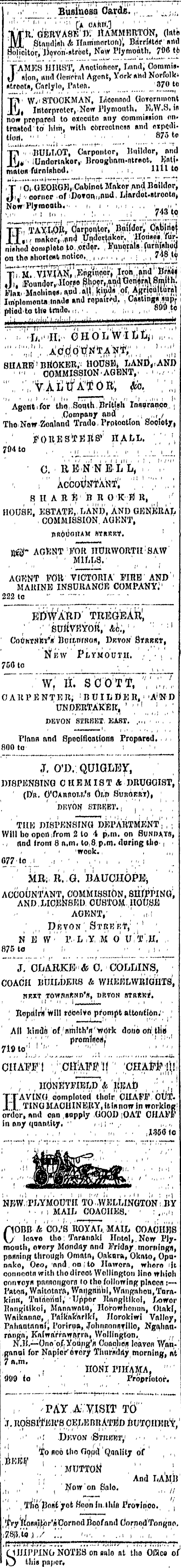 Papers Past Newspapers Taranaki Herald 7 October 1876 Page 1 Advertisements Column 2