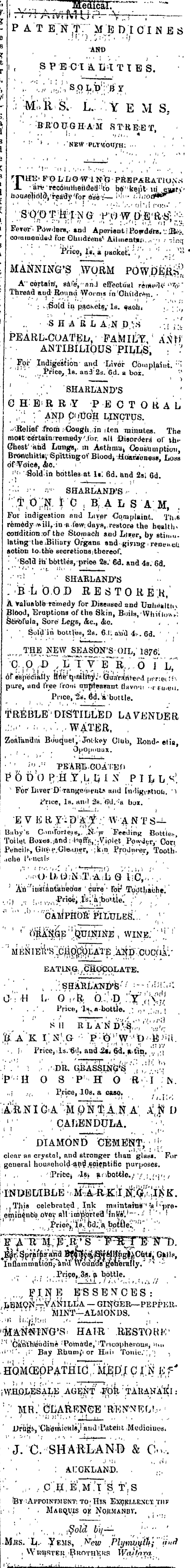 Papers Past Newspapers Taranaki Herald 13 December 1876 Page 6 Advertisements Column 2