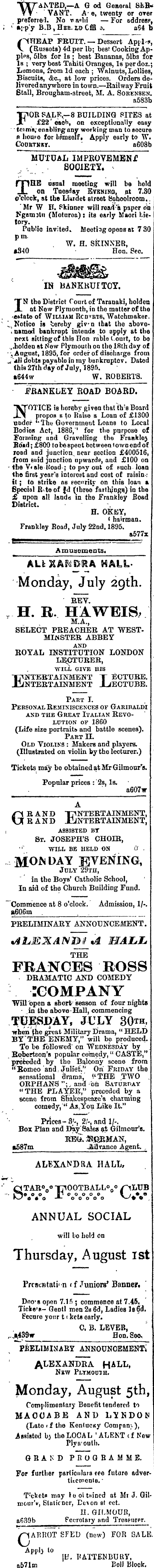 Papers Past Newspapers Taranaki Herald 29 July 15 Page 3 Advertisements Column 1