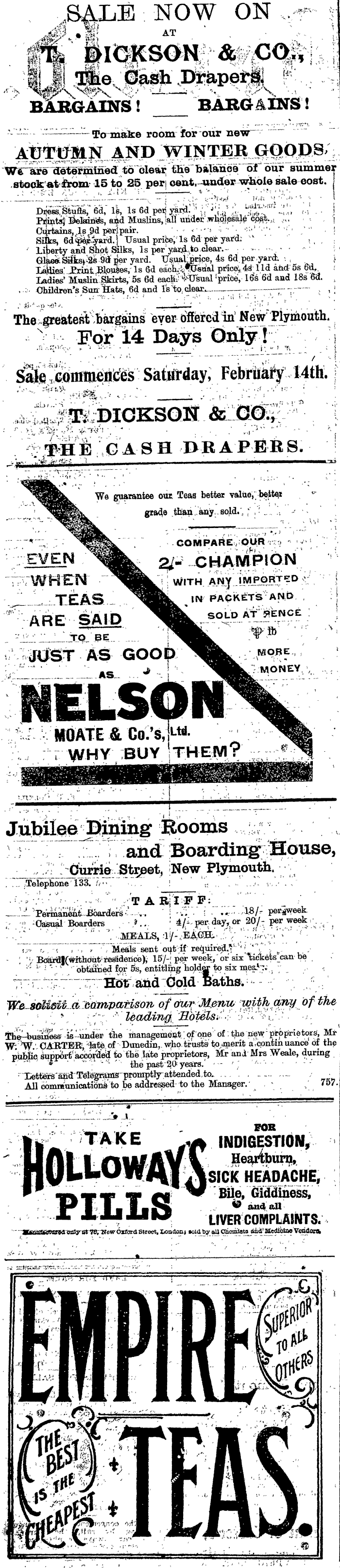 Papers Past Newspapers Taranaki Herald 13 February 1903 Page 2 Advertisements Column 1