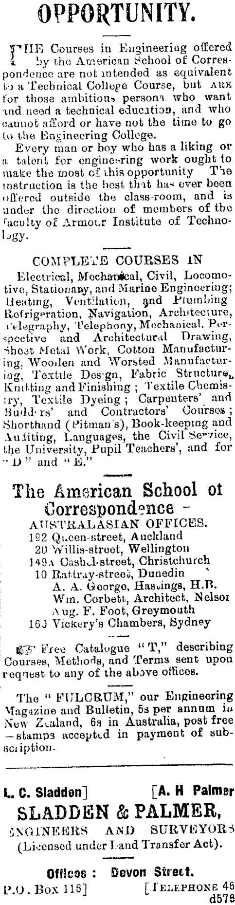 Papers Past Newspapers Taranaki Herald 26 August 1903 Page 3 Advertisements Column 1