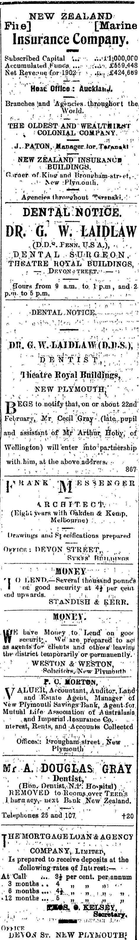 Papers Past Newspapers Taranaki Herald 19 February 1904 Page 4 Advertisements Column 4