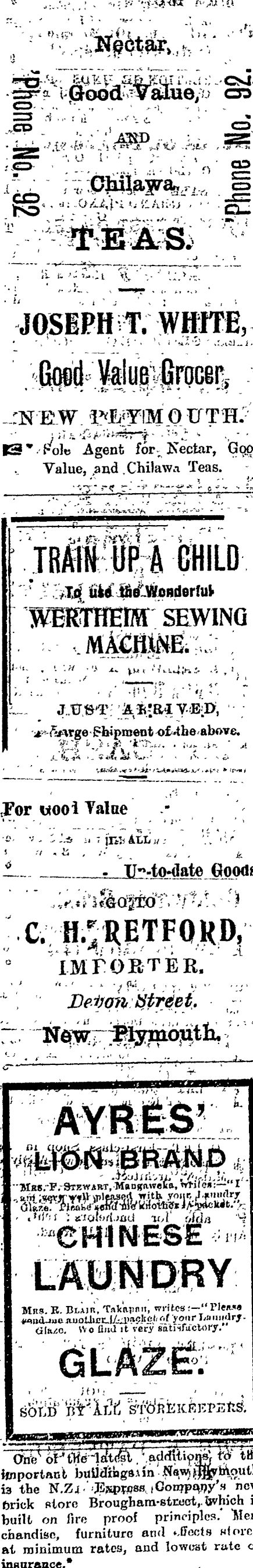 Papers Past Newspapers Taranaki Herald 12 February 1904 Page 2 Advertisements Column 1