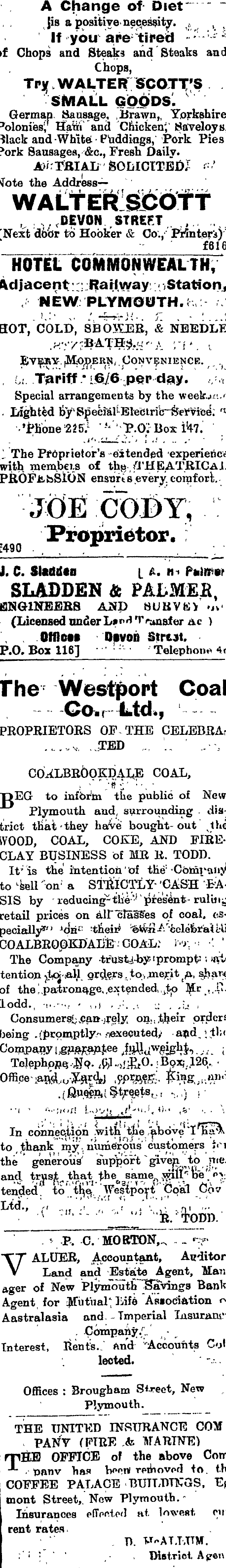 Papers Past Newspapers Taranaki Herald 15 December 1905 Page 7 Advertisements Column 4
