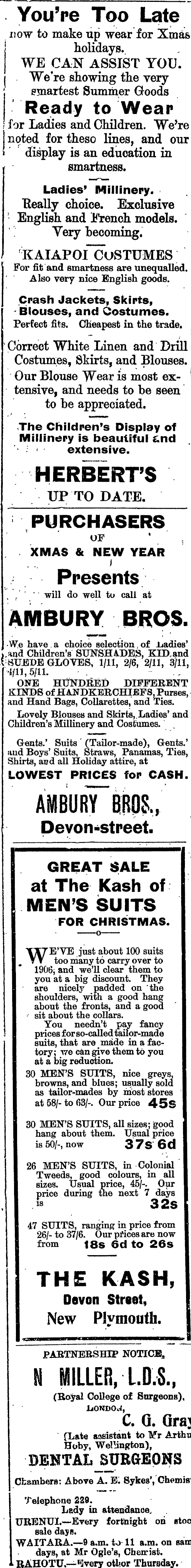 Papers Past Newspapers Taranaki Herald 22 January 1906 Page 1 Advertisements Column 5