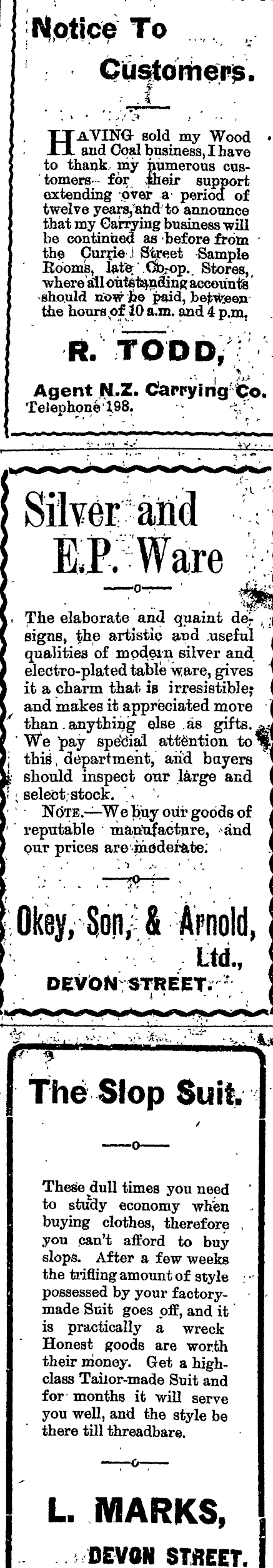 Papers Past Newspapers Taranaki Herald 5 March 1906 Page 1 Advertisements Column 4