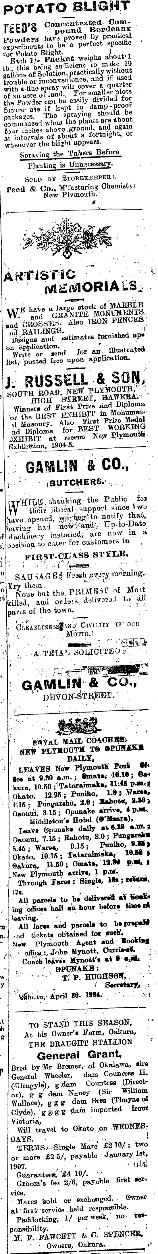 Papers Past Newspapers Taranaki Herald 22 November 1906 Page 8 Advertisements Column 6