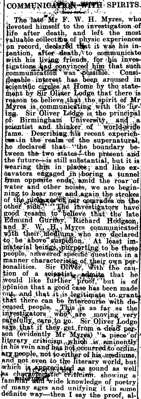 Papers Past Newspapers Taranaki Herald 4 April 1908 Life After Death