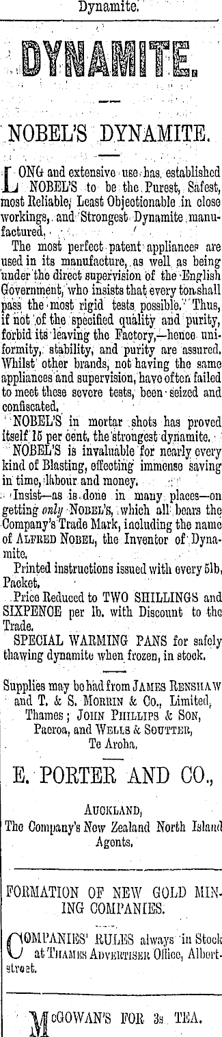 Papers Past Newspapers Thames Advertiser 5 June 1885 Page 1 Advertisements Column 3