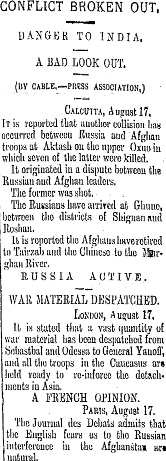 Papers Past Newspapers Thames Advertiser 18 August 12 Russia And Afghanistan