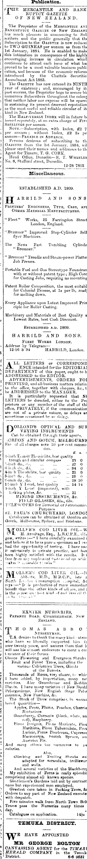 Papers Past Newspapers Timaru Herald 27 June 14 Page 4 Advertisements Column 5