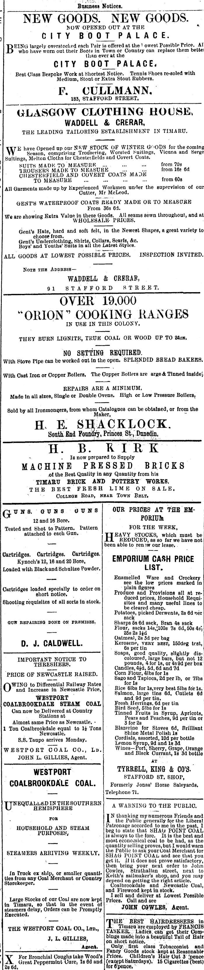 Papers Past Newspapers Timaru Herald 8 June 19 Page 1 Advertisements Column 3
