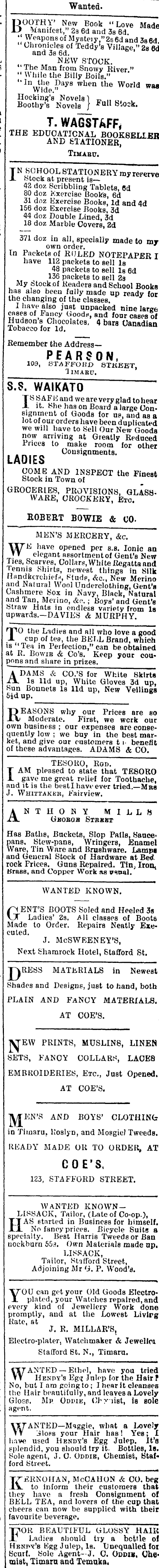 papers past newspapers timaru herald 6 october 1899 page 1 advertisements column 7 papers past national library of new zealand