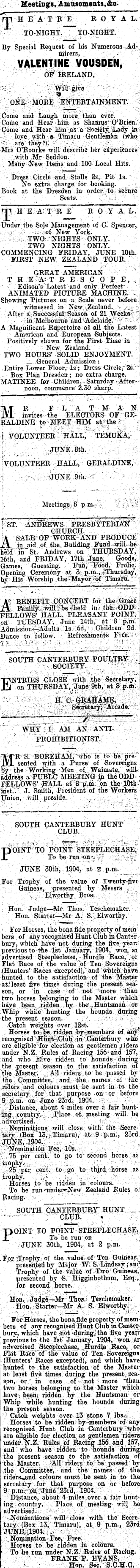 Papers Past Newspapers Timaru Herald 8 June 1904 Page 1 Advertisements Column 5