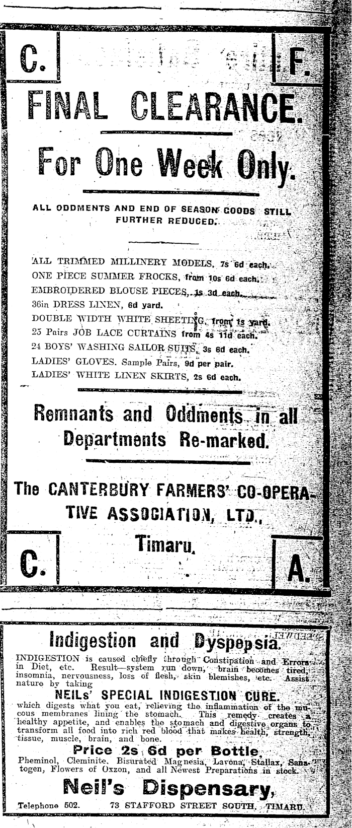 Papers Past Newspapers Timaru Herald 12 February 1914 Page 4 Advertisements Column 5