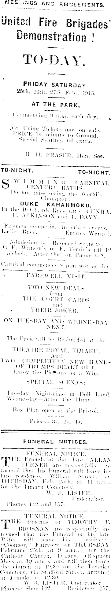 Papers Past Newspapers Timaru Herald 25 February 1915 Page 1 Advertisements Column 6